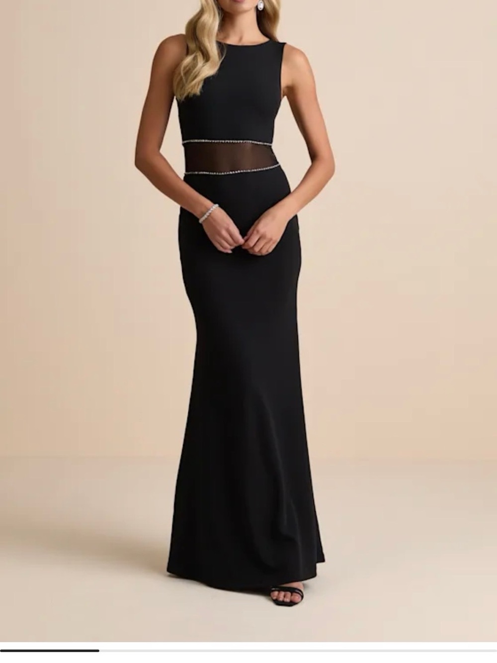 Lulus Just Exquisite Black Rhinestone Mermaid Maxi Dress